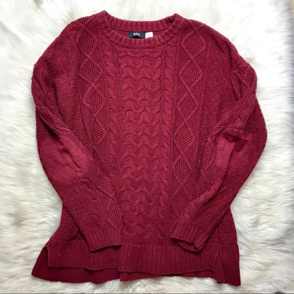 Urban Outfitters Sweaters - BDG Cableknit Elbow Patch Maroon Sweater M